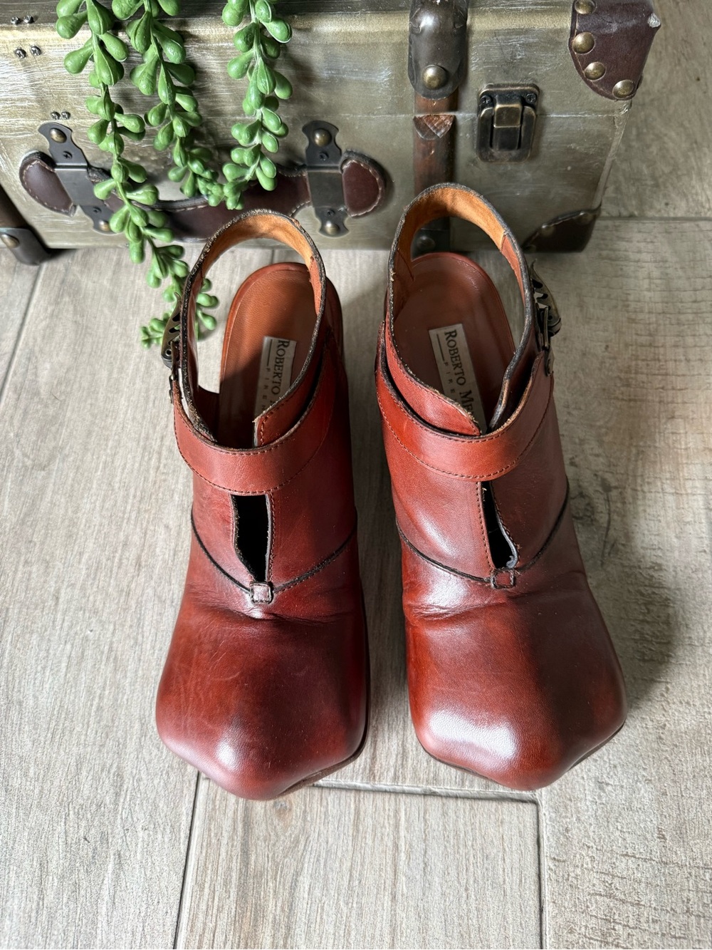 Roberto Mengoni Firenze Vintage Duckbill Real Leather Rust Brown Made in Italy